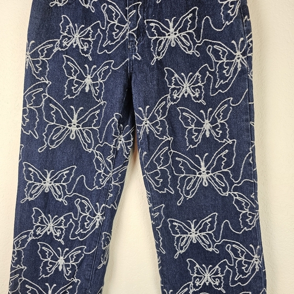 Jaded London W30 Low Rise Butterfly Embossed Denim Boyfriend Jeans - Picture 5 of 12
